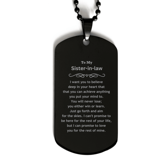 Motivational Sister-in-law Black Dog Tag Necklace - I can promise to love you for the rest of mine, Birthday Christmas Jewelry Gift for Women - Mallard Moon Gift Shop