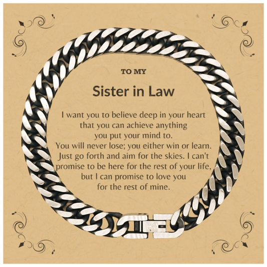 Motivational Sister-in-law Cuban Link Chain Bracelet, I can promise to love you for the rest of my life; Birthday, Christmas Holiday Jewelry Gift - Mallard Moon Gift Shop