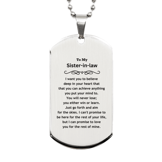 Motivational Sister-in-law Silver Dog Tag Engraved Necklace, I can promise to love you for the rest of my life, Birthday Christmas Jewelry Gift - Mallard Moon Gift Shop