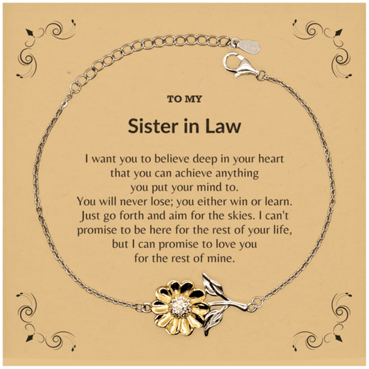 Motivational Sister-In-Law Sunflower Bracelet- I can promise to love you for the rest of my life, Birthday, Christmas Holiday Jewelry Gift - Mallard Moon Gift Shop
