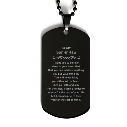 Motivational Son-in-law Black Dog Tag Necklace - I can promise to love you for the rest of mine, Birthday Christmas Jewelry Gift for Men - Mallard Moon Gift Shop