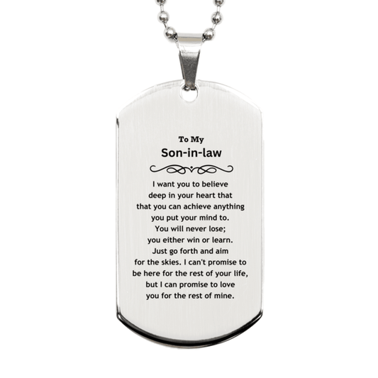 Motivational Son-in-law Silver Dog Tag Engraved Necklace, I can promise to love you for the rest of my life, Birthday Christmas Jewelry Gift - Mallard Moon Gift Shop