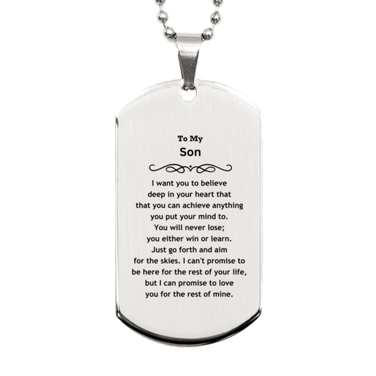 Motivational Son Silver Dog Tag Engraved Necklace, I can promise to love you for the rest of my life, Birthday Christmas Jewelry Gift - Mallard Moon Gift Shop