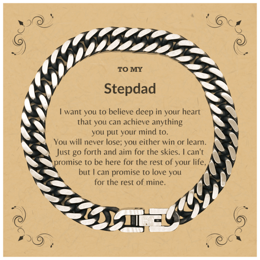 Motivational Stepdad Cuban Link Chain Bracelet, I can promise to love you for the rest of my life, Birthday, Christmas Holiday Jewelry Gift - Mallard Moon Gift Shop