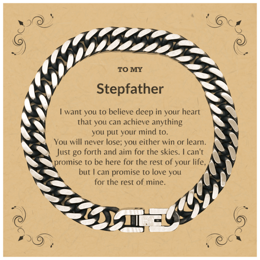 Motivational Stepfather Cuban Link Chain Bracelet, I can promise to love you for the rest of my life, Birthday, Christmas Holiday Jewelry Gift - Mallard Moon Gift Shop