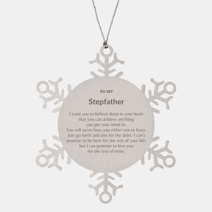 Motivational Stepfather Snowflake Ornament, Stepfather I can promise to love you for the rest of mine, Christmas Birthday Gift - Mallard Moon Gift Shop