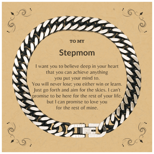 Motivational Stepmom Cuban Link Chain Bracelet, I can promise to love you for the rest of my life, Birthday, Christmas Holiday Jewelry Gift - Mallard Moon Gift Shop