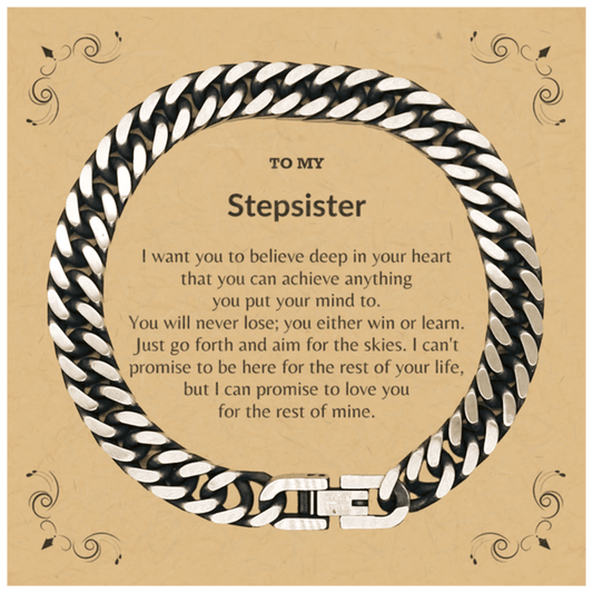 Motivational Stepsister Cuban Link Chain Bracelet, I can promise to love you for the rest of my life, Birthday, Christmas Holiday Jewelry Gift - Mallard Moon Gift Shop