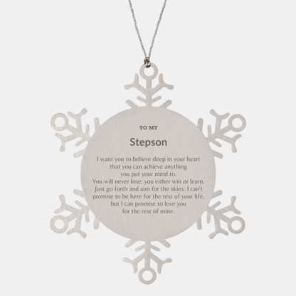 Motivational Stepson Snowflake Ornament, Stepson I can promise to love you for the rest of mine, Christmas Birthday Gift - Mallard Moon Gift Shop