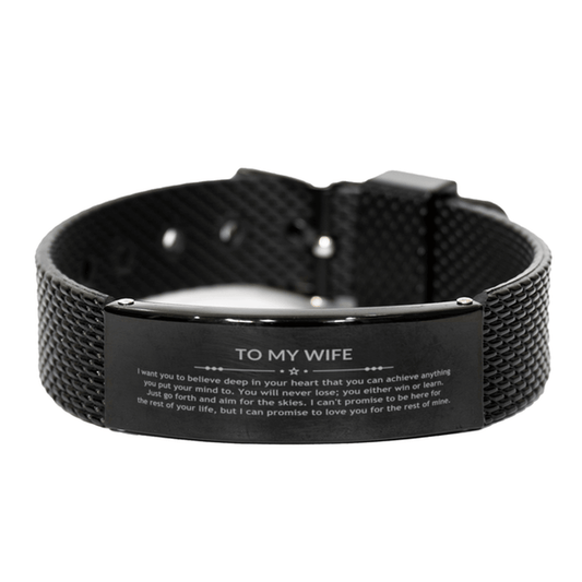 Motivational Wife Black Shark Mesh Bracelet, Wife I can promise to love you for the rest of mine, Bracelet For Wife, Wife Birthday Jewelry Gift for Women Men - Mallard Moon Gift Shop