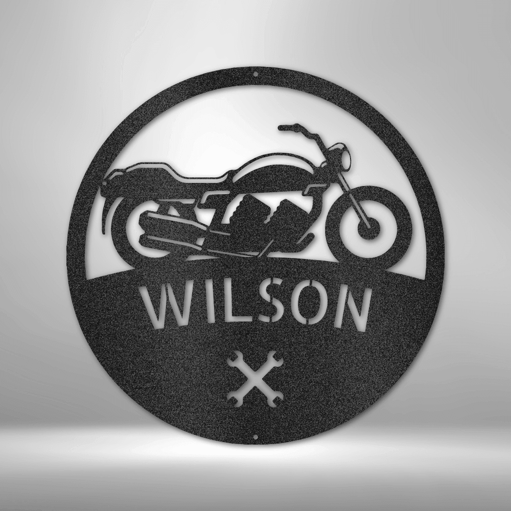 Motorcycle Master Custom Name Indoor Outdoor Steel Wall Sign - Mallard Moon Gift Shop