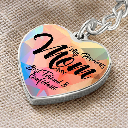 My Mom My Best Friend Engraved Heart Shaped Keychain - Mallard Moon Gift Shop