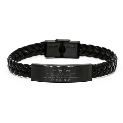 Nana Christmas Perfect Gifts, Nana Braided Leather Bracelet, Motivational Nana Engraved Gifts, Birthday Gifts For Nana, To My Nana Life is learning to dance in the rain, finding good in each day. I'm always with you - Mallard Moon Gift Shop