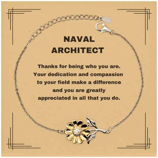 Naval Architect Sunflower Bracelet - Thanks for being who you are - Birthday Christmas Jewelry Gifts Coworkers Colleague Boss - Mallard Moon Gift Shop