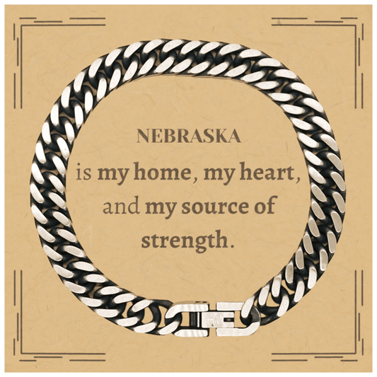 Nebraska is my home Gifts, Lovely Nebraska Birthday Christmas Cuban Link Chain Bracelet For People from Nebraska, Men, Women, Friends - Mallard Moon Gift Shop