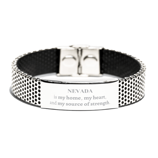 Nevada is my home Gifts, Lovely Nevada Birthday Christmas Stainless Steel Bracelet For People from Nevada, Men, Women, Friends - Mallard Moon Gift Shop