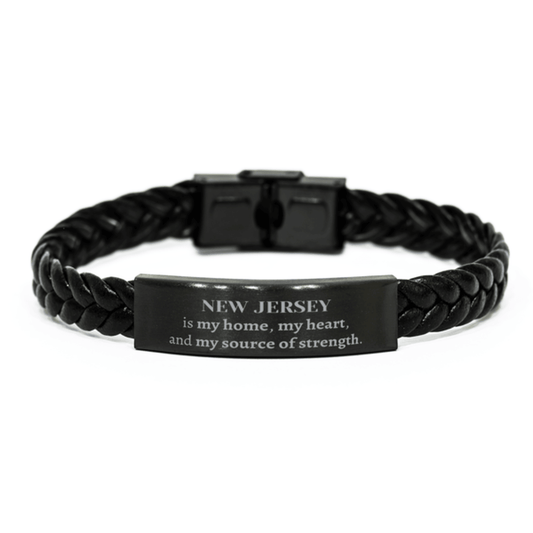 New Jersey is my home Gifts, Lovely New Jersey Birthday Christmas Braided Leather Bracelet For People from New Jersey, Men, Women, Friends - Mallard Moon Gift Shop