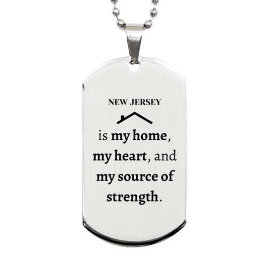 New Jersey is my home Gifts, Lovely New Jersey Birthday Christmas Silver Dog Tag For People from New Jersey, Men, Women, Friends - Mallard Moon Gift Shop