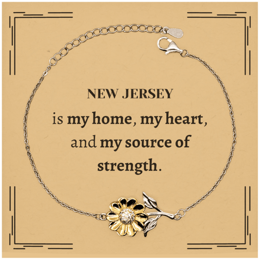 New Jersey is my home Gifts, Lovely New Jersey Birthday Christmas Sunflower Bracelet For People from New Jersey, Men, Women, Friends - Mallard Moon Gift Shop