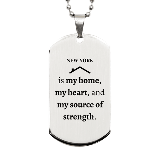 New York is my home Gifts, Lovely New York Birthday Christmas Silver Dog Tag For People from New York, Men, Women, Friends - Mallard Moon Gift Shop