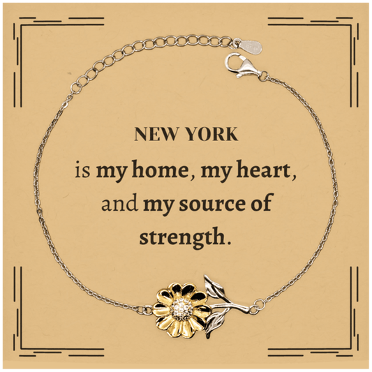 New York is my home Gifts, Lovely New York Birthday Christmas Sunflower Bracelet For People from New York, Men, Women, Friends - Mallard Moon Gift Shop