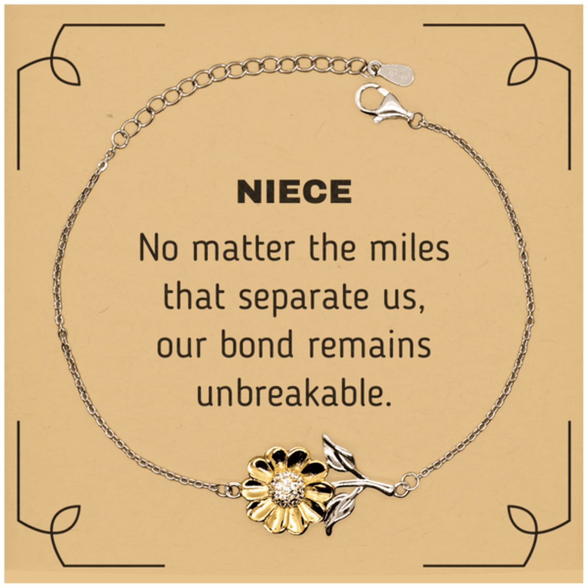 Niece Long Distance Relationship Gifts, No matter the miles that separate us, Cute Love Sunflower Bracelet For Niece, Birthday Christmas Unique Gifts For Niece - Mallard Moon Gift Shop