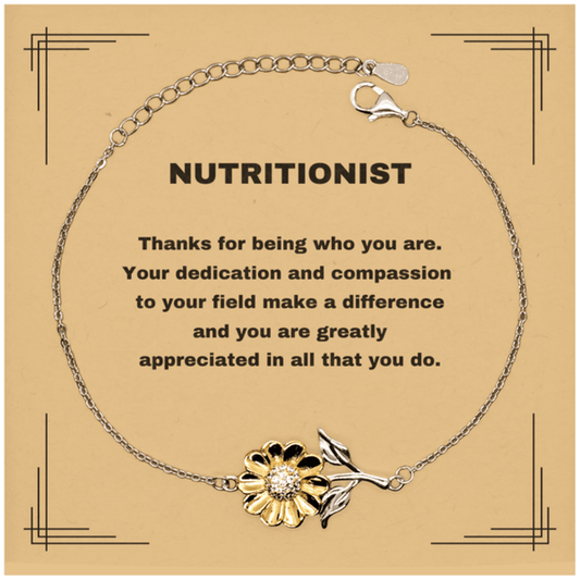 Nutritionist Sunflower Bracelet - Thanks for being who you are - Birthday Christmas Jewelry Gifts Coworkers Colleague Boss - Mallard Moon Gift Shop
