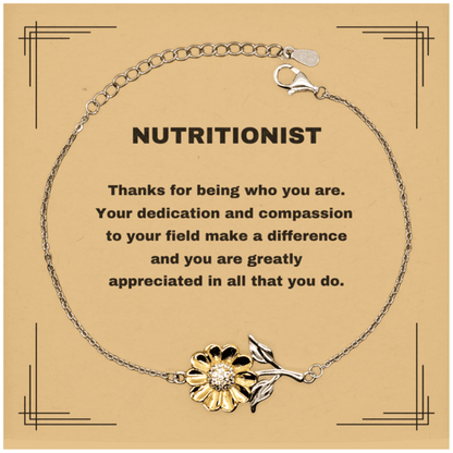 Nutritionist Sunflower Bracelet - Thanks for being who you are - Birthday Christmas Jewelry Gifts Coworkers Colleague Boss - Mallard Moon Gift Shop