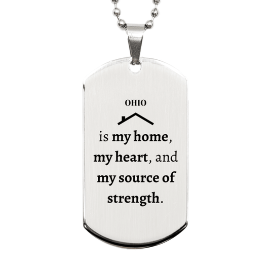 Ohio is my home Gifts, Lovely Ohio Birthday Christmas Silver Dog Tag For People from Ohio, Men, Women, Friends - Mallard Moon Gift Shop