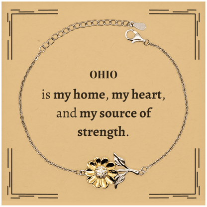 Ohio is my home Gifts, Lovely Ohio Birthday Christmas Sunflower Bracelet For People from Ohio, Men, Women, Friends - Mallard Moon Gift Shop