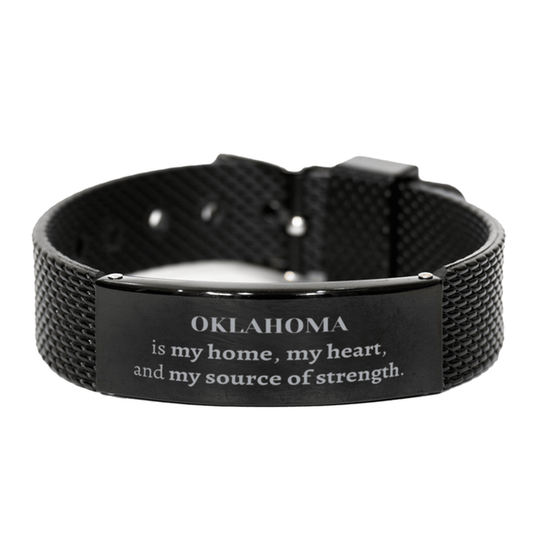 Oklahoma is my home Gifts, Lovely Oklahoma Birthday Christmas Black Shark Mesh Bracelet For People from Oklahoma, Men, Women, Friends - Mallard Moon Gift Shop