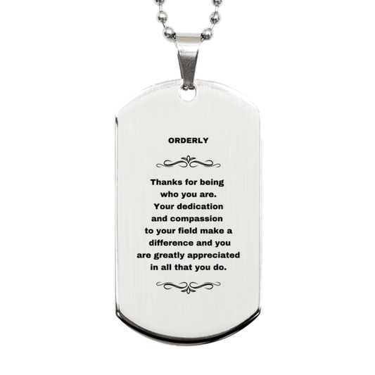Orderly Silver Dog Tag Engraved Necklace - Thanks for being who you are - Birthday Christmas Jewelry Gifts Coworkers Colleague Boss - Mallard Moon Gift Shop