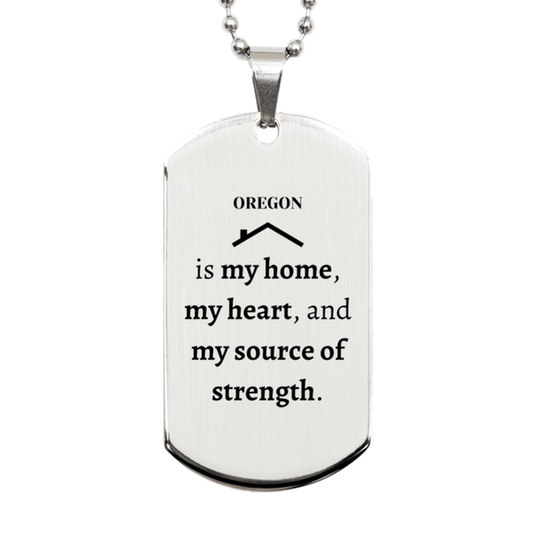 Oregon is my home Gifts, Lovely Oregon Birthday Christmas Silver Dog Tag For People from Oregon, Men, Women, Friends - Mallard Moon Gift Shop