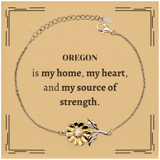 Oregon is my home Gifts, Lovely Oregon Birthday Christmas Sunflower Bracelet For People from Oregon, Men, Women, Friends - Mallard Moon Gift Shop