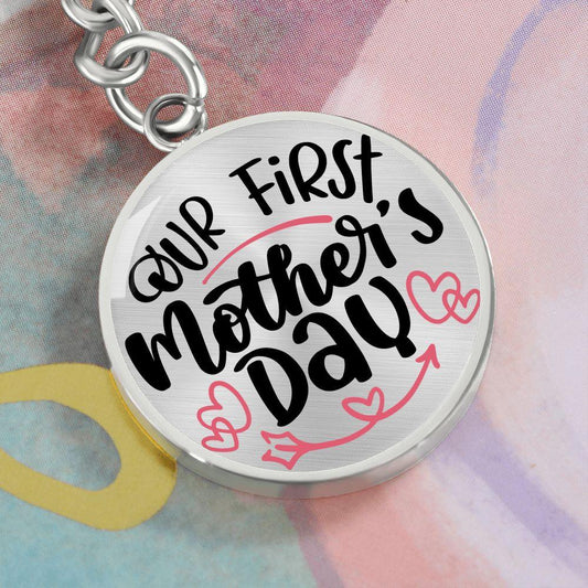 Our First Mother's Day Engraved Circle Keychain - Mallard Moon Gift Shop