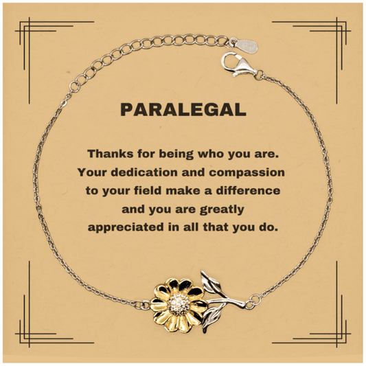 Paralegal Sunflower Bracelet - Thanks for being who you are - Birthday Christmas Jewelry Gifts Coworkers Colleague Boss - Mallard Moon Gift Shop