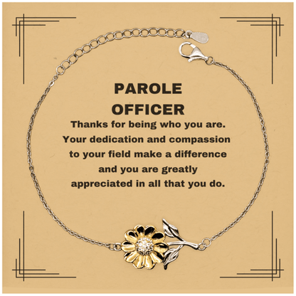 Parole Officer Sunflower Bracelet - Thanks for being who you are - Birthday Christmas Jewelry Gifts Coworkers Colleague Boss - Mallard Moon Gift Shop