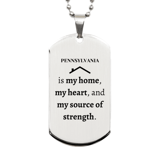 Pennsylvania is my home Gifts, Lovely Pennsylvania Birthday Christmas Silver Dog Tag For People from Pennsylvania, Men, Women, Friends - Mallard Moon Gift Shop