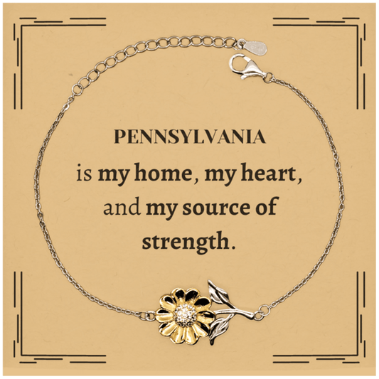Pennsylvania is my home Gifts, Lovely Pennsylvania Birthday Christmas Sunflower Bracelet For People from Pennsylvania, Men, Women, Friends - Mallard Moon Gift Shop