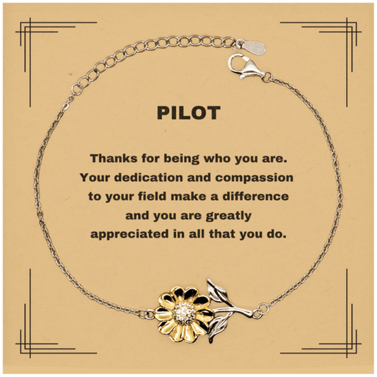 Pilot Sunflower Bracelet - Thanks for being who you are - Birthday Christmas Jewelry Gifts Coworkers Colleague Boss - Mallard Moon Gift Shop