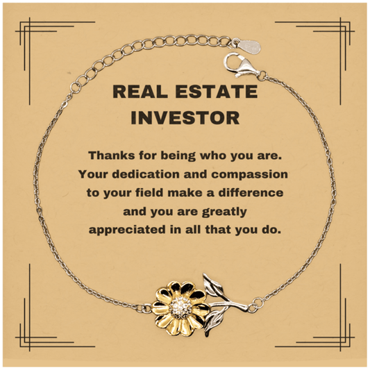 Real Estate Investor Sunflower Bracelet - Thanks for being who you are - Birthday Christmas Jewelry Gifts Coworkers Colleague Boss - Mallard Moon Gift Shop