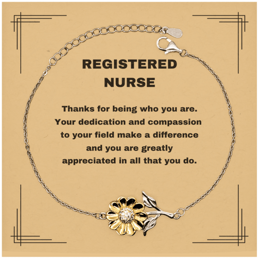 Registered Nurse Sunflower Bracelet - Thanks for being who you are - Birthday Christmas Jewelry Gifts Coworkers Colleague Boss - Mallard Moon Gift Shop