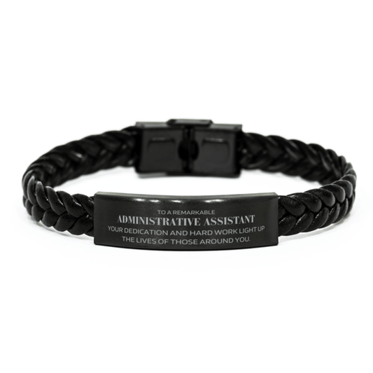 Remarkable Administrative Assistant Gifts, Your dedication and hard work, Inspirational Birthday Christmas Unique Braided Leather Bracelet For Administrative Assistant, Coworkers, Men, Women, Friends - Mallard Moon Gift Shop