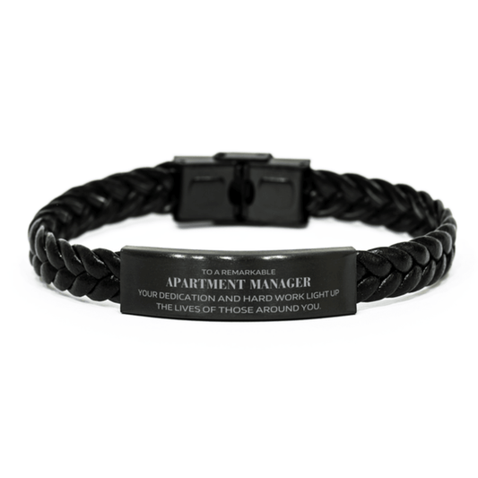 Remarkable Apartment Manager Gifts, Your dedication and hard work, Inspirational Birthday Christmas Unique Braided Leather Bracelet For Apartment Manager, Coworkers, Men, Women, Friends - Mallard Moon Gift Shop