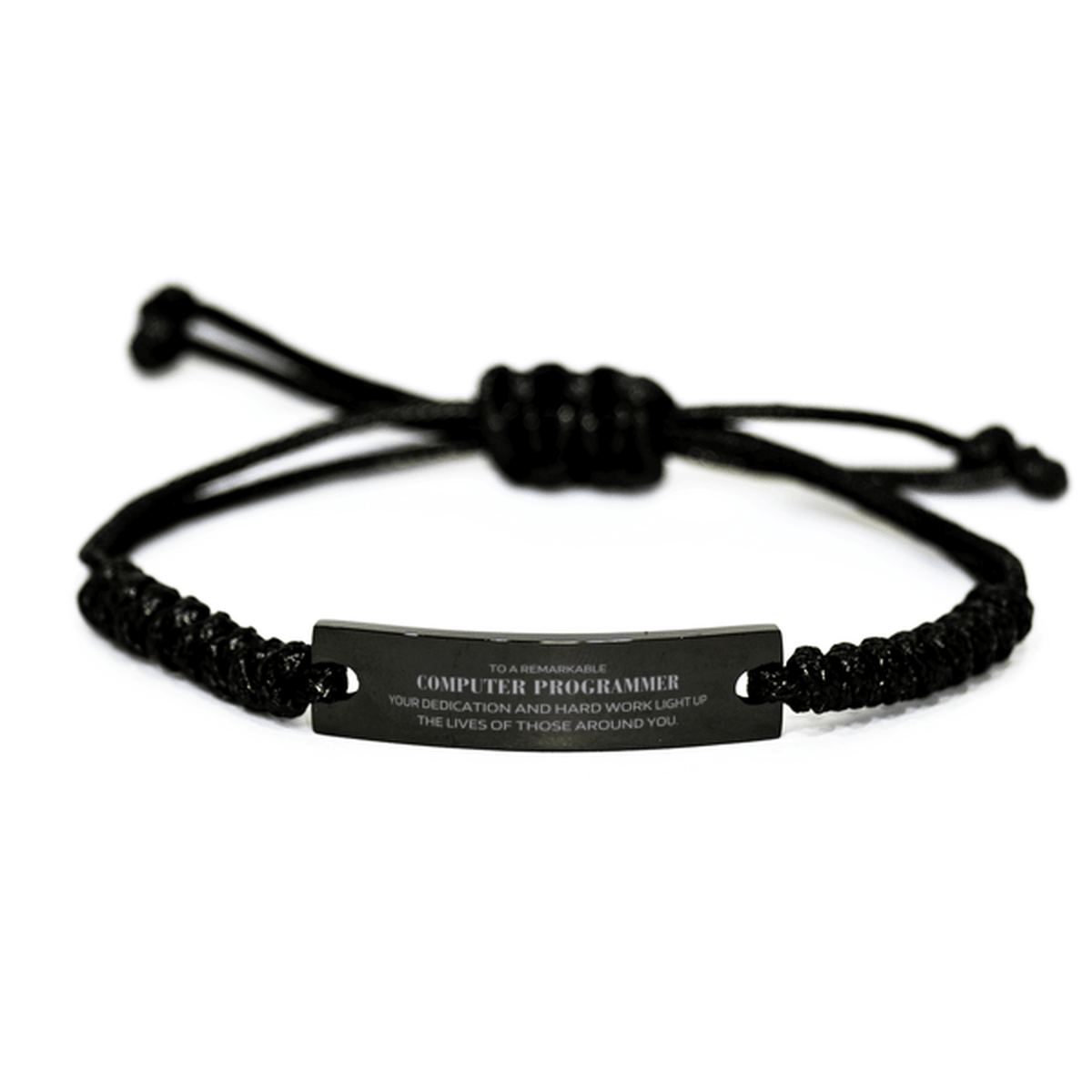 Remarkable Computer Programmer Gifts, Your dedication and hard work, Inspirational Birthday Christmas Unique Black Rope Bracelet For Computer Programmer, Coworkers, Men, Women, Friends - Mallard Moon Gift Shop