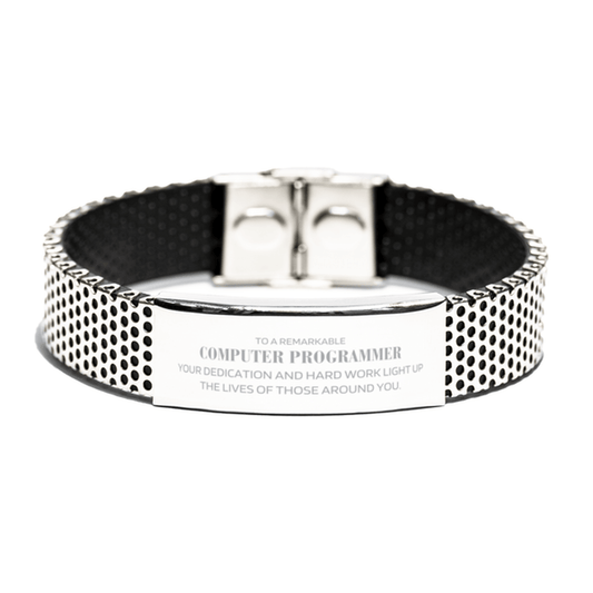 Remarkable Computer Programmer Gifts, Your dedication and hard work, Inspirational Birthday Christmas Unique Stainless Steel Bracelet For Computer Programmer, Coworkers, Men, Women, Friends - Mallard Moon Gift Shop