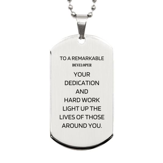 Remarkable Developer Gifts, Your dedication and hard work, Inspirational Birthday Christmas Unique Silver Dog Tag For Developer, Coworkers, Men, Women, Friends - Mallard Moon Gift Shop