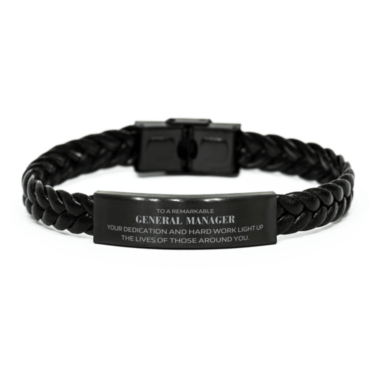 Remarkable General Manager Gifts, Your dedication and hard work, Inspirational Birthday Christmas Unique Braided Leather Bracelet For General Manager, Coworkers, Men, Women, Friends - Mallard Moon Gift Shop