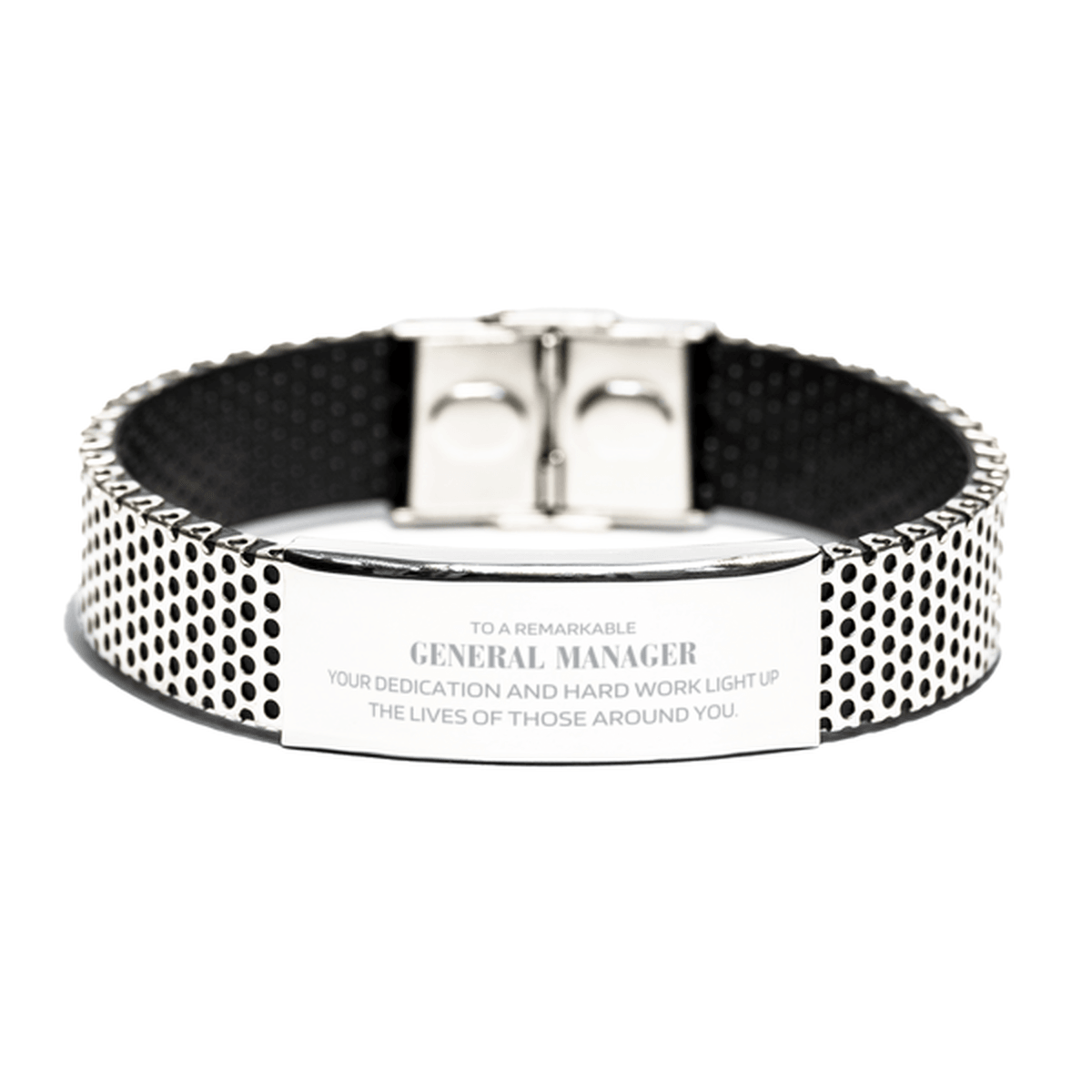 Remarkable General Manager Gifts, Your dedication and hard work, Inspirational Birthday Christmas Unique Stainless Steel Bracelet For General Manager, Coworkers, Men, Women, Friends - Mallard Moon Gift Shop