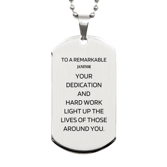 Remarkable Janitor Gifts, Your dedication and hard work, Inspirational Birthday Christmas Unique Silver Dog Tag For Janitor, Coworkers, Men, Women, Friends - Mallard Moon Gift Shop